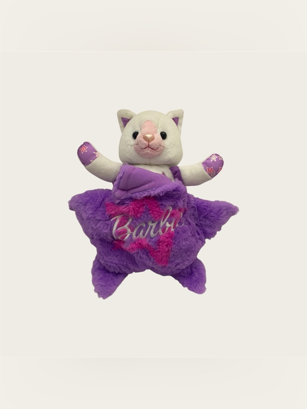 Barbie Plush Pillow Surprise Kylie Kitty Mattel 2001 Plush White Cat Purple Star